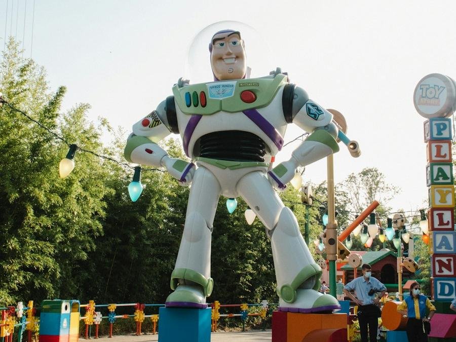 Giant Buzz Lightyear figure in Toy Story Playland at Disneyland Paris