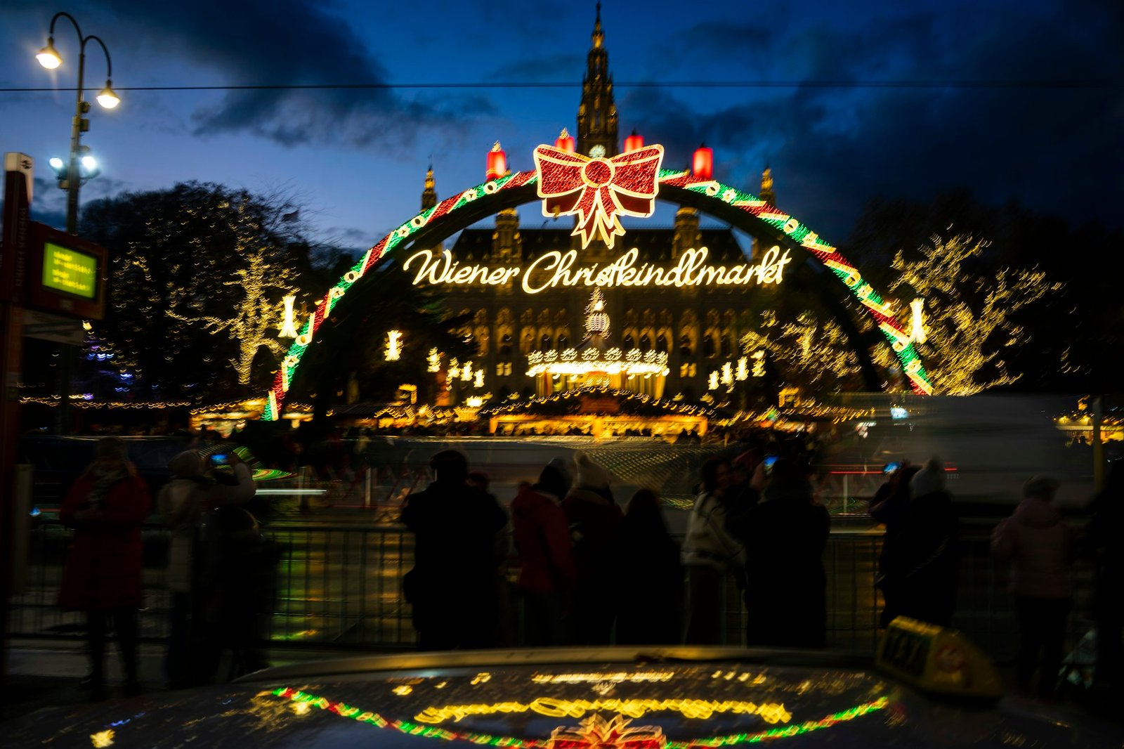 The illuminated Vienna Christmas market in front of the City Hall